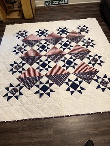 Steppdecke Sterne und Streifen - 76 x 76 guter Zustand - Bild 1 von 6