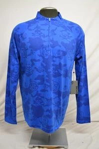 NEU G/Fore Skull Camo Logo Surf blau 1/4 Reißverschluss Pull Over Golf Shirt Oberteil Herren XL - Bild 1 von 9