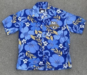 Camisa Hawaiana Rara Marquette Manga Corta Azul Dorado Juvenil Pequeña S Ropa Loca - Imagen 1 de 19