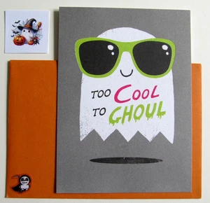 NOS Recycled Paper Greetings HALLOWEEN Greeting Card, Env. & Seal - Cool Ghost - Picture 1 of 8