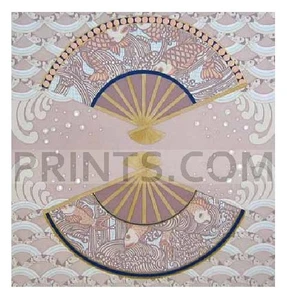 Yvonne Davis Fan Tail IV - Oriental Coloreado a Mano - Imagen 1 de 1