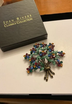 JOAN RIVERS RARE MULTI-COLOR FLOWER BOUQUET  GARDEN PARTY CRYSTAL BROOCH/ PIN - Image 1 of 4