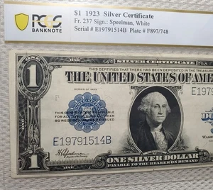 1923 $1 Silver Certificate Blue Seal Horse Blanket Large Size PCGS XF 40 PPQ  - Picture 1 of 8