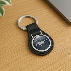 Mustang Classic Leather Keychain | Car Logo Keyring | Auto Key Fob Charm - Picture 1 of 3