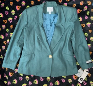 Amanda Smith Petites Green Wool Blazer sz 12 Vintage 80’s Robinsons-May NWT $160 - Picture 1 of 9