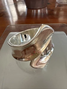 925 Silver Cuff Hinged Bracelet 9” 60 Grams Western Navajo Native Stamped Taxco - Picture 1 of 12