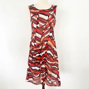 Laika by dogstar Orange Brown Print Sleeveless Linen Dress Size 8 - Picture 1 of 6