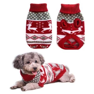Dog Christmas Sweaters Pet Winter Knitwear Xmas Clothes Classic Warm Coats Re... - Picture 1 of 6