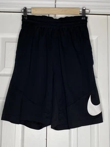 Nike Shorts Youth Teen Boy's Swoosh Elastic Waist Black White Basketball Sz Med - Picture 1 of 4