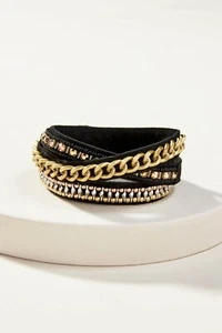 BRACCIALE STELLA E PUNTO ARTIGIANALE ORO COLOMBA NERA AVVOLGENTE, NUOVO CON SCATOLA! - Foto 1 di 3
