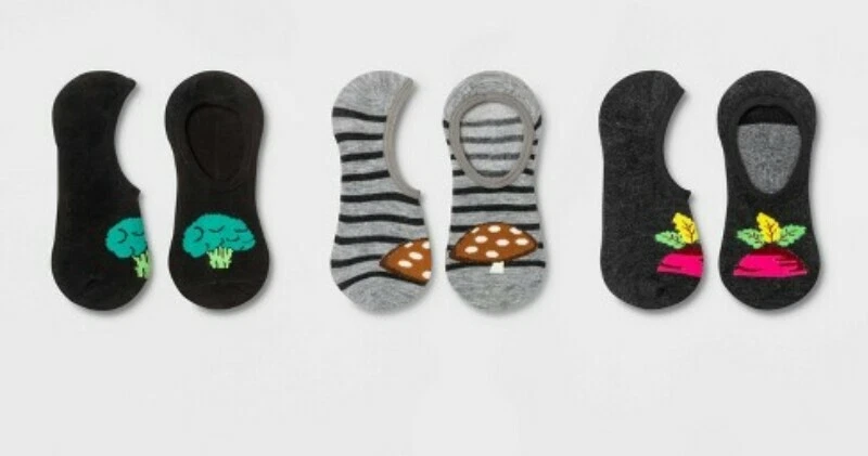 XILARATION Women's Sock Liners One Size 4-10 "Veggies" Print 3 Pack Adult Casual - Image 1 of 1