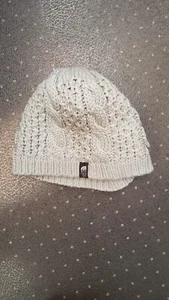 North Face Cable Fleece Lined Knit Beanie Winter Hat Cream Tan - Picture 1 of 2