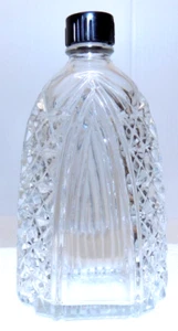 Vintage Clear Glass Lotion Dispenser Bottle w/ Black Plastic Cap Stands 5" x 3" - Picture 1 of 8