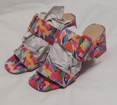 Alex Marie Carmen 2 Strap Slide In Leather Block Heel Sandals Size 6M NWOB - Image 1 of 4