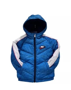New Nike Kids Boy's Chevron Hooded Puffer Jacket 86H861-U89 - Size S 4-5) - Picture 1 of 2