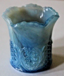 Blau Weiß Glas Zahnstocher Streichholz Halter Toller Schlacke Wirbel - Bild 1 von 7