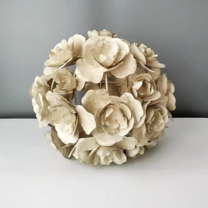 Metal Round Sphere Cream Gold Highlights Light Shade Flower Buds Shabby Chic - Picture 1 of 8