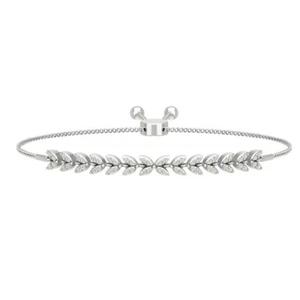 10K White Gold Diamond Bolo Bracelet 1/3 Cttw, I-J Color, I2-I3 Clarity, 7" - Picture 1 of 5
