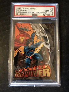 Tarjeta en relieve DC Outburst Superman Maximum Firepower 1996 PSA 10 - Imagen 1 de 3
