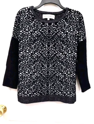 Suéter Pulôver Graham & Spencer SOFT 1% Cashmere Médio Preto Branco Salpicado - Imagem 1 de 4