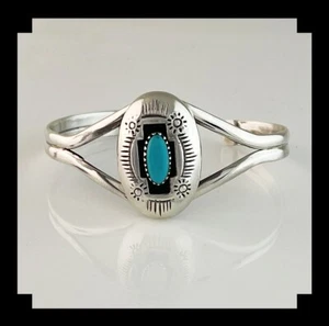 Pulsera Navajo Turquesa Shadowbox Vintage - Imagen 1 de 6
