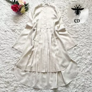 Christian Dior Bee Silk Dress Long Sleeve Off White US Size 2 Used - Picture 1 of 10