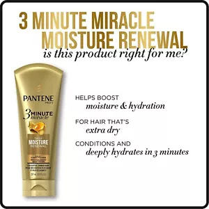 Pantene Moisture Renewal 3 Minuten Wunder Tiefenspülung, 6 flüssige Unzen - Bild 1 von 4