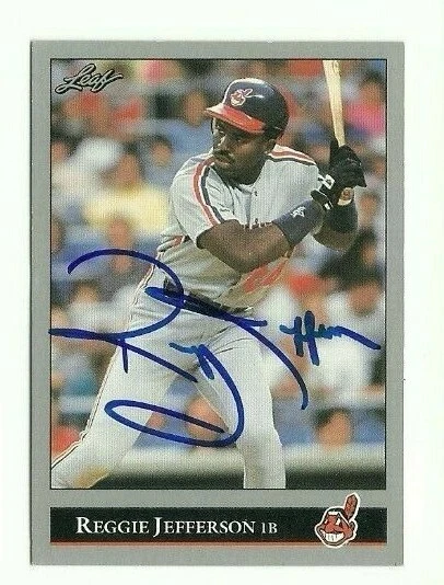 Reggie Jefferson 1992 Leaf signed auto autographed card Indians - Image 1 of 1