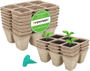 72 Cells Peat Pots Seed Starter Trays 12 Packs Biodegradable Seedling Pots Germi - Picture 1 of 12
