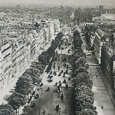 Paris France Avenue Des Champs Elysees Aerial View Street Scene Stereoview H358