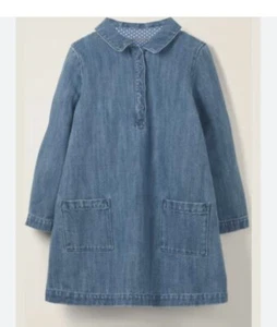 EUC Boden Big Girls Blue Denim Long Sleeve Shirt Dress 11-12 - Picture 1 of 11