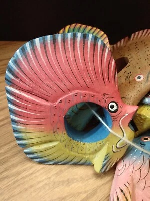 Lote de 6 servilletas de pescado tropicales náuticas costeras tiki pintadas a mano Foto 1 de 4