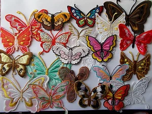 Embroidered Butterfly Iron/Sew On Applique / Patch choose shape - Picture 1 of 18