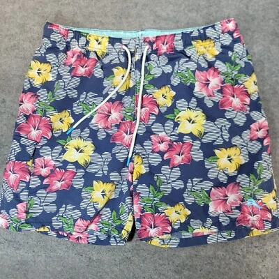 Tommy Bahama Swim Trunks Mens Large Blue Green Pink Yellow Floral Drawstring - Image 1 of 4