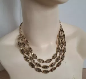 Sarah Coventry Damenmode Halskette dreistufig Tropfen goldfarben schlichter Verschluss - Bild 1 von 11