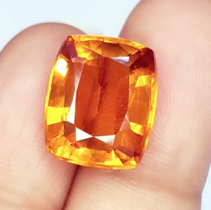 Loose Gemstone Natural Orange Sapphire Certified 11.37 Ct Cushion AAA+ Quality - Picture 1 of 6
