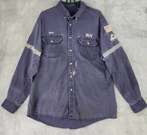 Bulwark FR Shirt Mens XL Blue Remotely Operated Vehicles Oceaneer Long Sleeve - Picture 1 of 12