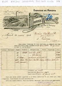 Paris XIX ème 45 Rue d'Hautpoul - Très Belle Entête d'une Papeterie - 31/03/1914 - Imagen 1 de 1