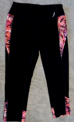 Exertek Brand Black Capri/Leggings SZ M colorful inserts poly/spandex W27/L20.5 - Image 1 of 3