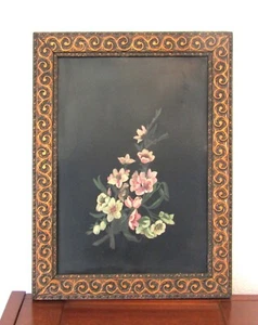 Vintage Embossed Copper-Toned Picture Frame With Flowers Painted on Tin - Picture 1 of 12