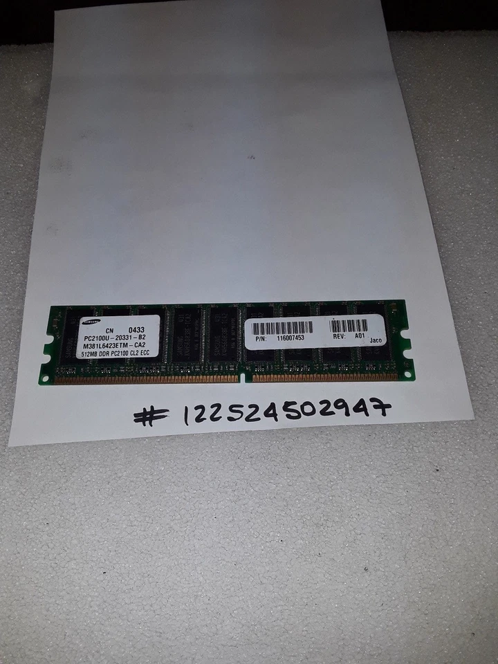 512MB DDR1 PC PC2100E 2100E DDR1-266MHZ 266MHZ 184PIN ECC UNBUFERED 32X8  - Image 1 of 1
