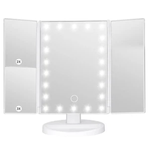 Makeup Mirror with Lights, Lighted Makeup Mirror with 22Pcs LED Lights, 2X 3X Ma - Picture 1 of 12