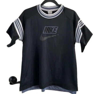 Nike Boys Large 14-16 Mesh Logo Shirt Sporty Athletic Streetwear Cropped READ - Image 1 of 4