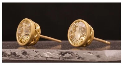 Custom 18K yellow gold 2.78tcw  fancy lab-created studs & 18K jumbo backs - Image 1 of 4