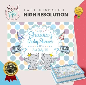 Baby Boy Baby Shower Personalised Rectangle Edible Cake Topper Cake Decoration - Picture 1 of 7