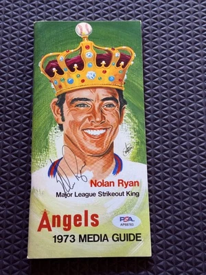 Nolan Ryan Signed Autograph 1973 Angels Media Guide PSA DNA - Image 1 of 4