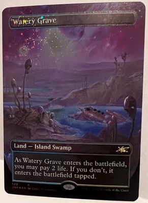 MTG Galaxy Foil Borderless Watery Grave NM- Unfinity - Image 1 of 2