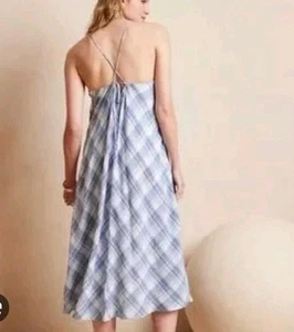 Neu mit Etikett Banana Republic Fit-and-Flare Kleid weiß blau kariert Größe XXL hinten zum Binden 172 - Bild 1 von 8