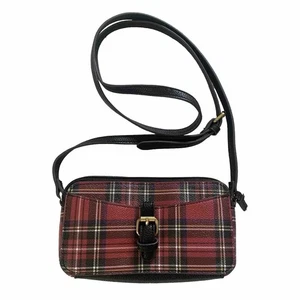 St John’s Bay Tartan Plaid Small Crossbody Small Shoulder Bag Purse Black Red - Imagen 1 de 11