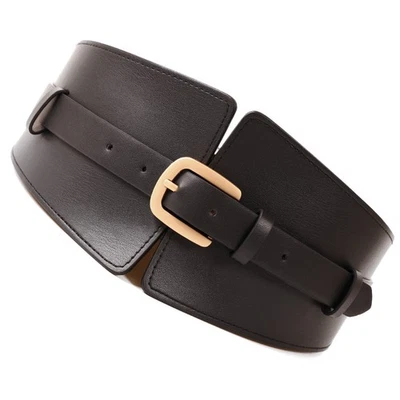 Women Ladies Super Wide Faux Leather Belt Elastic Stretch Corset Cinch Waistband - Image 1 of 4